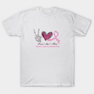 Peace Love Cure Halloween Breast Cancer Shirt T-Shirt